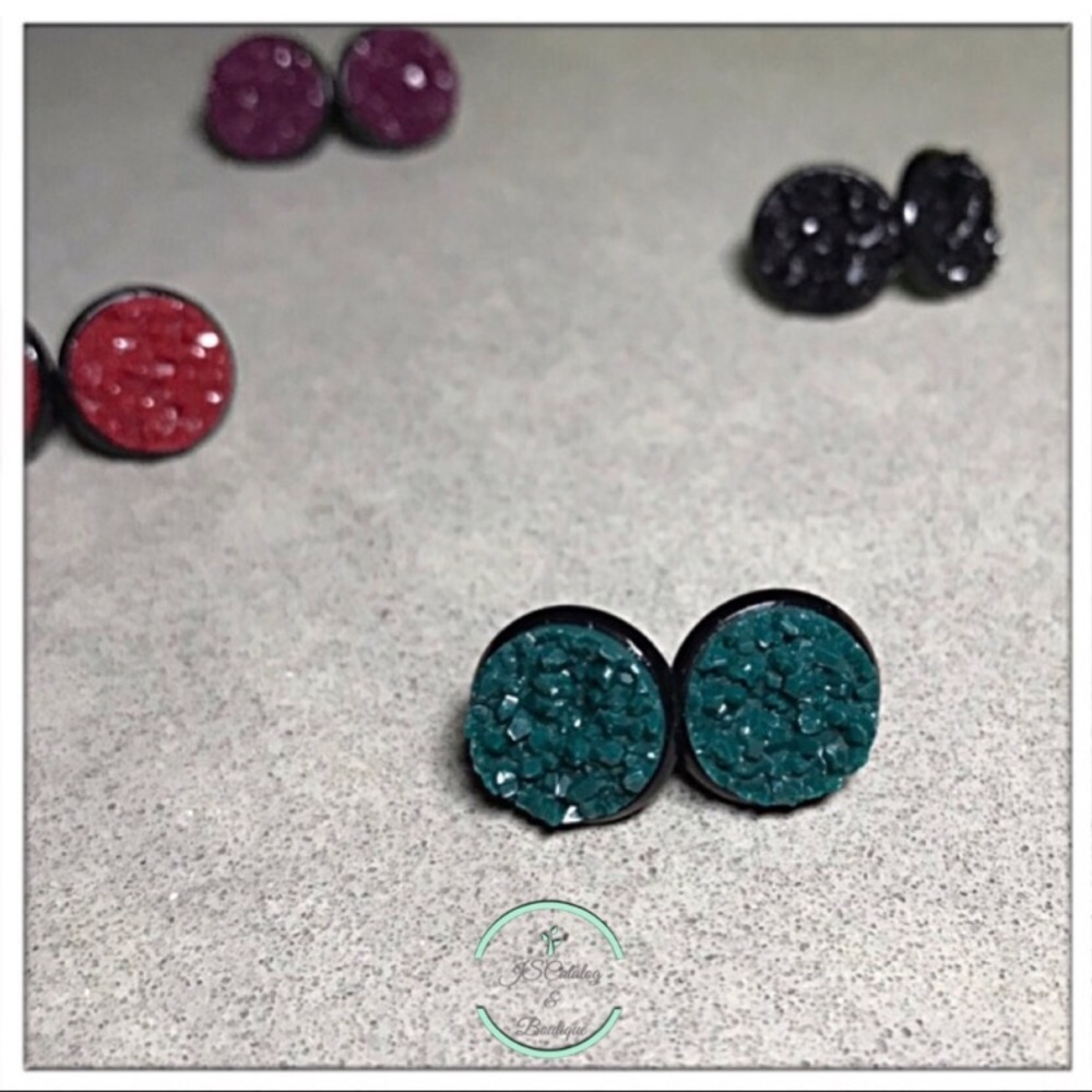 Chunky Druzy on black post earrings